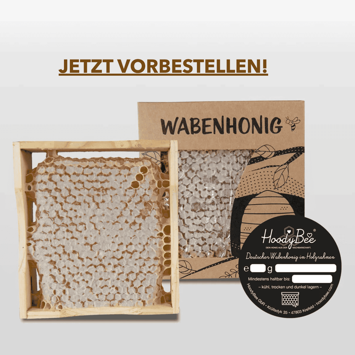 wabenhonig aufbewahren Authentischer Wabenhonig im Holzrahmen – limitiert & naturbelassen – HoodyBee